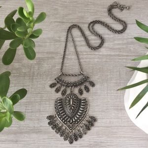 Silver Boho Statement Necklace